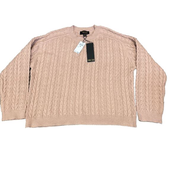 NWT TRUTH by Republic Textured Crewneck Peach Sweater Medium $88 New - Picture 1 of 8